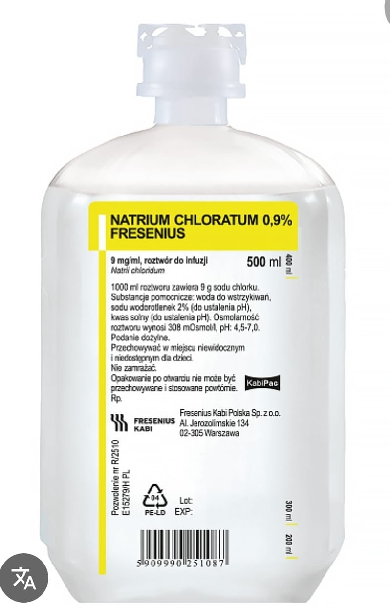 Fresenius Kabi Natrium Chloratum Nacl 0,9% Roztwór Do Infuzji 250 Ml
