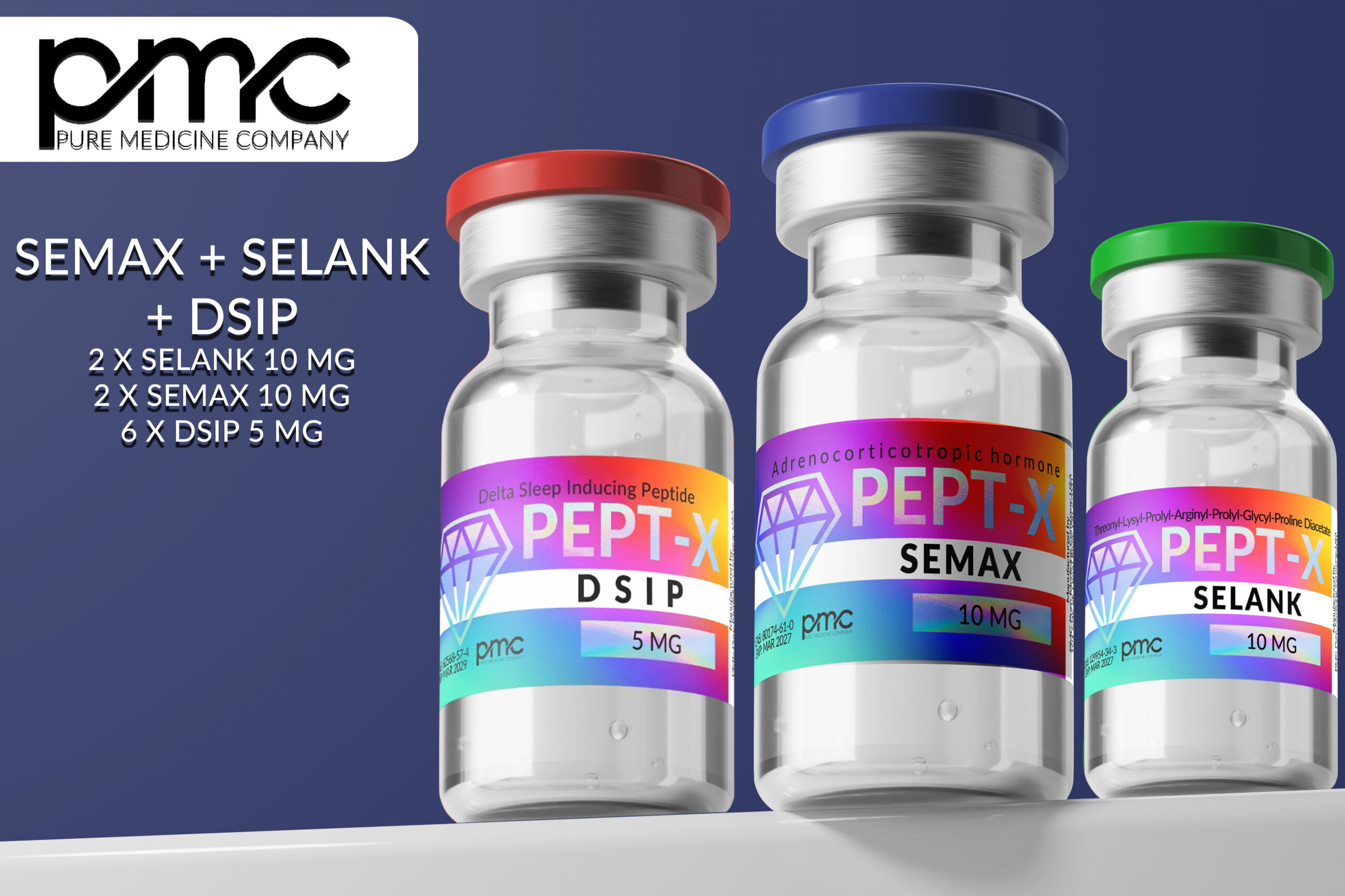 PMC Popraw Jakość Snu I Regeneracji Mózgu Pakiet 6 X DSIP + 2 X Selank + 2 X Semax Oszczędź 260 Zł!